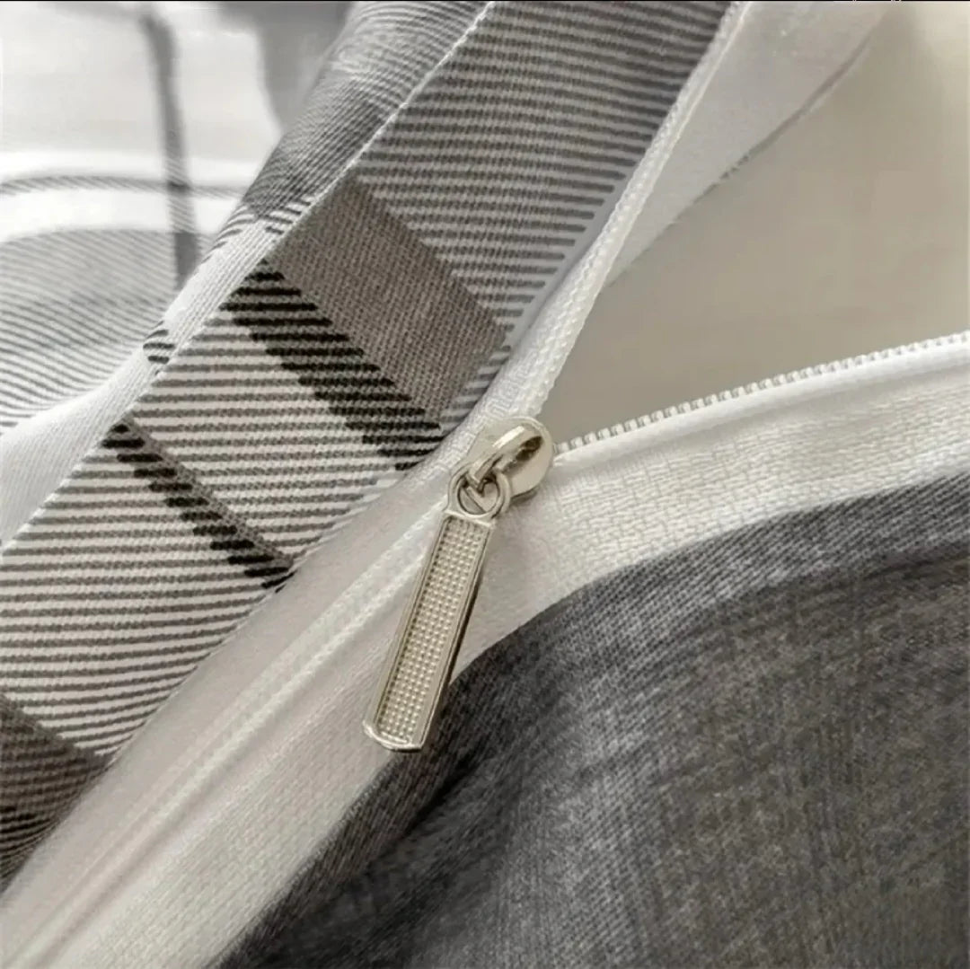 Navlaka za poplun Karirani Sivo-Bijeli detalj