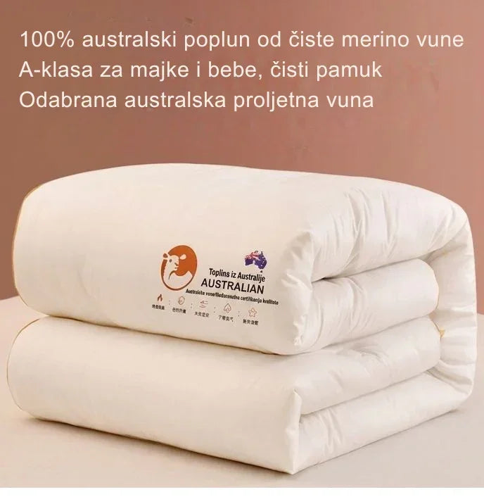 Originalni tvornički žig na Merino poplunu kao potvrda autentičnosti i premium kvalitete.