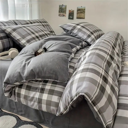 Navlaka za poplun "Karirani Sivo-Bijeli"