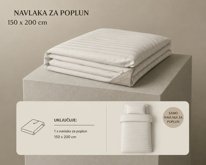 Bijela pamučna navlaka za poplun Srebrni vez dimenzija 150x200 cm od 100% čistog pamučnog satena.