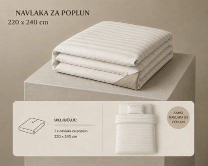Ekskluzivna King Size bijela navlaka za poplun 220x240 cm od vrhunskog pamuka za maksimalnu udobnost.
