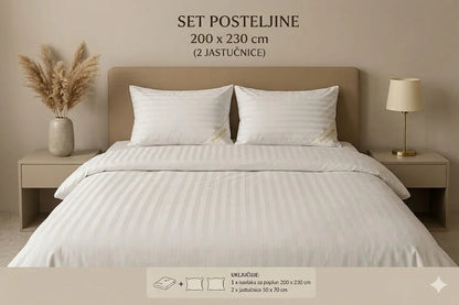 Premium posteljina Srebrni vez 200x230 cm od 100% pamučnog satena u setu s dvije jastučnice.